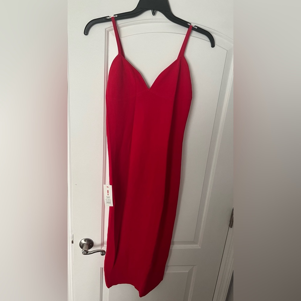 NWT. Red Bardot midi dress.